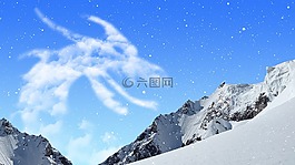 幻想,雪,山