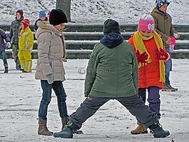 孩子們,游戲,冬季