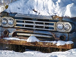 雪覆蓋,老,卡車
