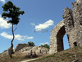 城堡,樹,廢墟