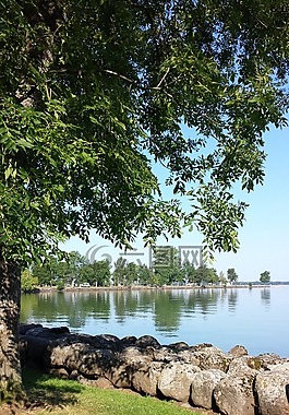 墻,湖,夏天