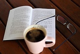 咖啡,書,眼鏡