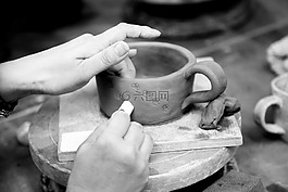 瓷器,手,污垢