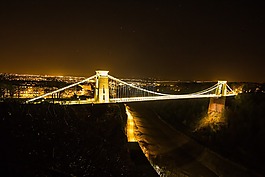 橋梁,夜,燈