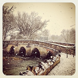 橋,水,雪