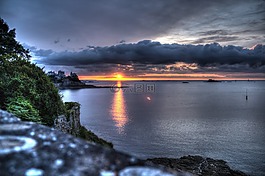 布列塔尼,日落,abendstimmung