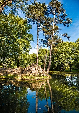 城堡公园,湖,城堡