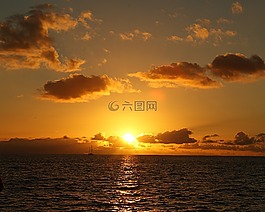 日落,海,假期