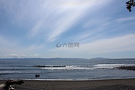 海灘,晚間,夏天