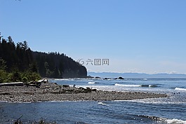 海灘,晚間,夏天