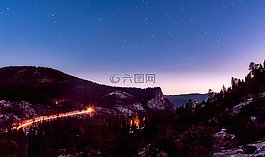 山,天空,星星