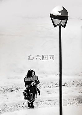 女孩,雪,冬天