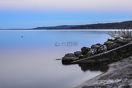 海滩,yverdon,湖
