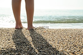 海岸線,走,孩子們