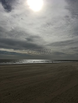 海灘,沙,云
