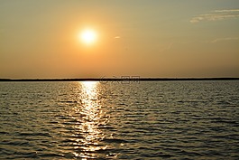 日落,水,太陽
