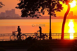 日落,西湖,河内