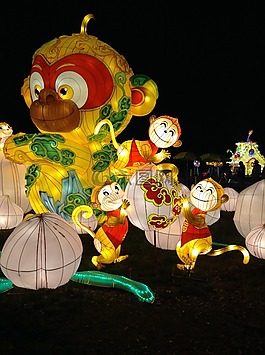 猴子,絲綢,中國(guó)彩燈節(jié)