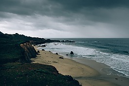 海灘,岸,海岸