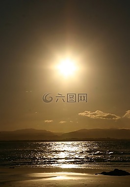 日落,海灘沖浪,水