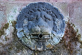噴泉,水,獅子