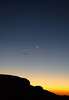 日落,月球,金星