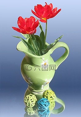 郁金香,花瓶,裝飾