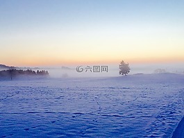 冬天,日出,morgenstimmung