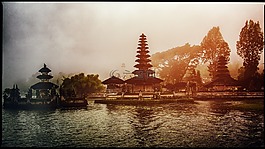 廟,巴厘島,湖