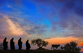 日出,僧侶,早上pindacara