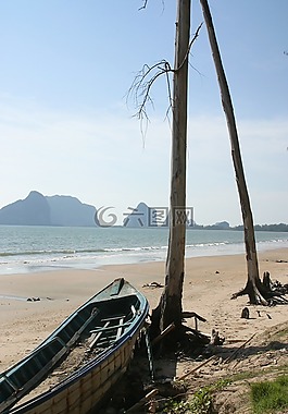 泰國,船,海灘