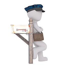 白人男性,3d人,孤立