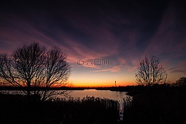 湖,太陽,s