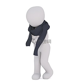 白人男性,3d人,孤立