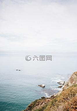 岸,海洋,山