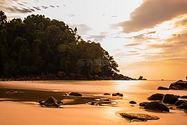 日落,海,波