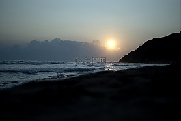 日落,海灘,海灘日落