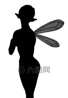 剪影,小精灵,翼