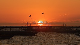 日落,太阳,船
