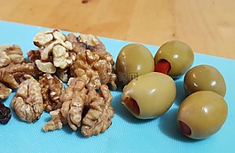 核桃,橄,葡萄干