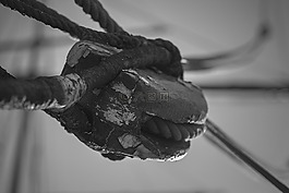 滑輪,黑與白,繩