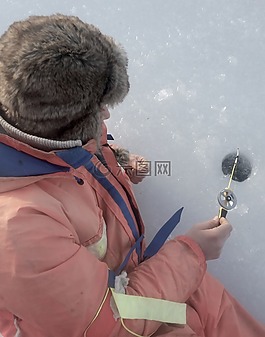 釣魚,冰捕魚,男子