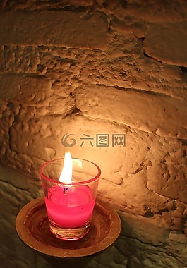 粉紅蠟燭點上,光,空間墻