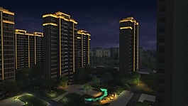 小區(qū)夜景,燈光效果,美麗小區(qū)