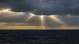 云,太陽,海