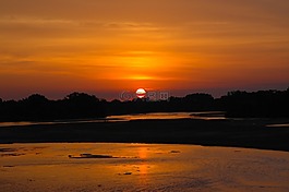 河,日出,自然