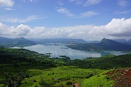 谷,山,湖