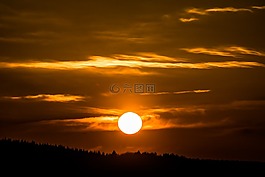 日落,太陽,云