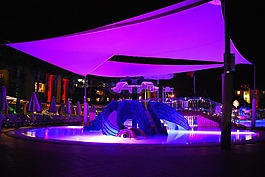 池,酒店,夜