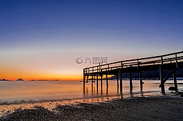 日出,日落,端口